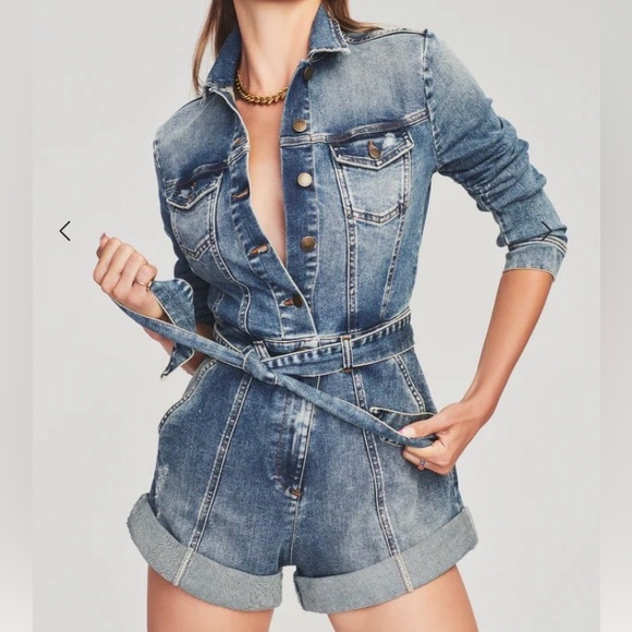 Retrofete Pants - Retrofete Kerry Romper Blue Denim Jumpsuit Romper - S - NWT